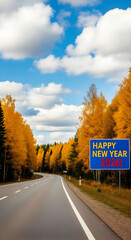 New Years Road Trip Scenic Autumn Drive  Festive Sign