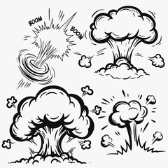 Collecting the explosions as black and white, with some appearing to be in motion