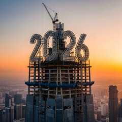 2026 Skyscraper Construction at Sunrise