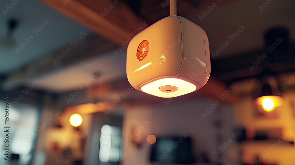 Poster close look at a motion sensor in a smart security system, responsible for movement detection and ale