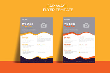 People cleaning car with sponge at car wash Creative car wash car detailing and rental flyer, car service, and price list flyer Car Wash Flyer Poster Layout bundle editable template Car Wash poster