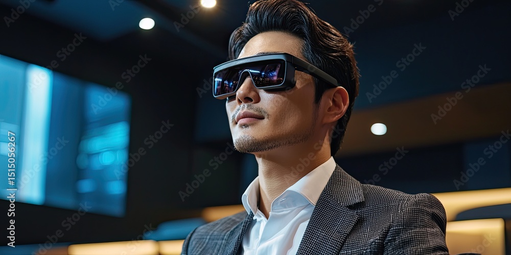 Aufkleber business professionals leverage gadgets like smart glasses and portable projectors to create a dynam
