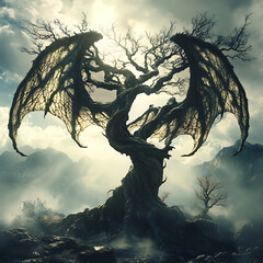 Forest dragon takes shape in twilight moment high resolution picture