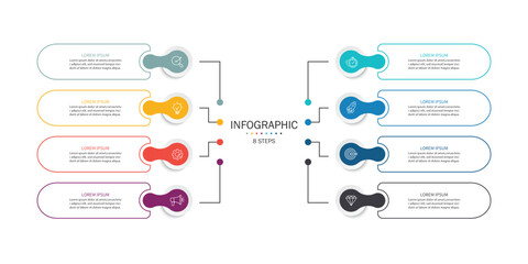 Business infographic template. 8 Step timeline journey. Process diagram, Infograph elements vector illustration.