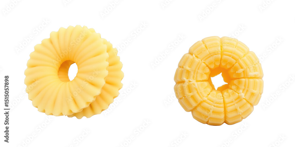 Poster yellow decorative wax or soap molds showcasing intricate designs, featuring a fluted round shape on 