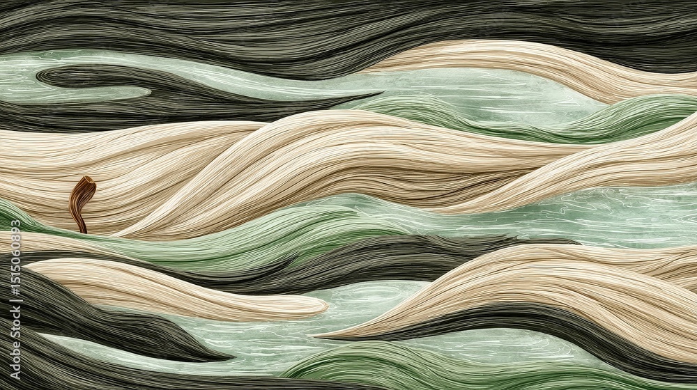 Aufkleber abstract waves in earthy tones with fluid textures and soft lines illustrating motion and flow