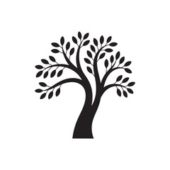 Obraz premium vector tree with green leaves silhouette 