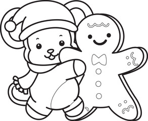 Outline of Cute Monkey icon. Coloring pages of Funny baby Monkey animal series stock illustration.