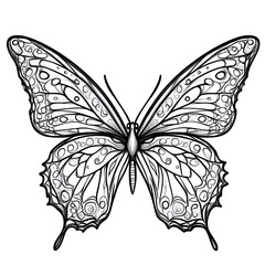 Ornate butterfly design.  Intricate wing patterns and delicate details create a beautiful, stylized representation of a butterfly