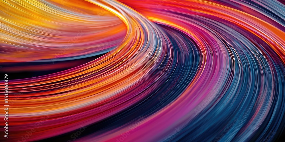 Fototapete a close-up of swirling dynamic lines, with vivid colors blending together in a fast-paced abstract c