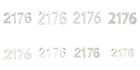 Collection of the number 2176 displayed in two distinct font styles, one with a bold and modern appearance, and the other featuring a sleek and italic design, both against a transparent background.