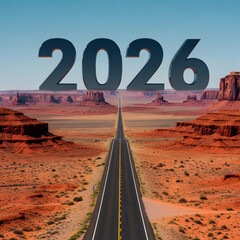 2026 Journey into the Future  Desert Highway Landscape