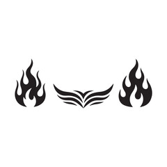 set of black and white flames silhouette 