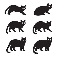 set of cats silhouettes