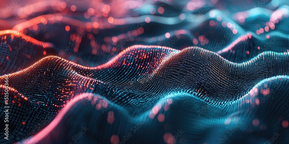 Poster Macro image of a 3D data visualization with intricate layers and deep textures, perfect for futuristic analytical designs.