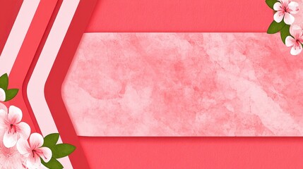 Soft Pink Background with Floral Accents and Decorative Geometric Shapes for Creative Use
