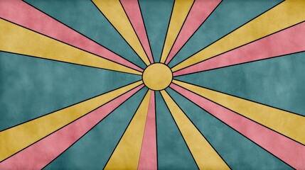 Vibrant Retro Sunburst Pattern with Colorful Rays and Textured Background