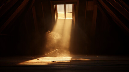 Sunlight Streaming Through an Attic Window, Creating Dust Particles in the Air