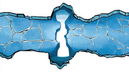 Cracked Ice Background Design with Keyhole Shape for Creative Projects and Illustrations