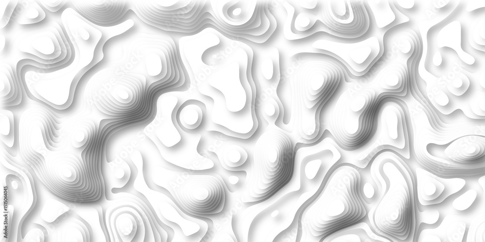 Poster paper cut 3d render topography abstract, beautiful white background. geometric map relief texture wi