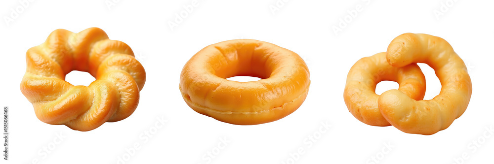 Aufkleber assorted cheese ring collection featuring three unique shapes on transparent background