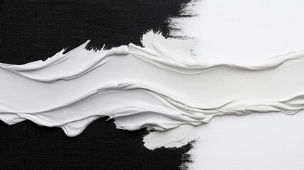 Abstract Texture with White Paint Stroke on Black Canvas Background for Artistic Backgrounds or Design Projects