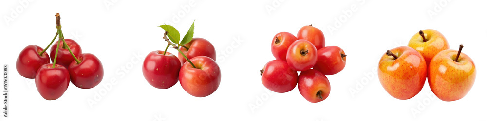 Aufkleber collection of fresh red and yellow apples displayed on a transparent background featuring varieties 