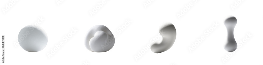 Aufkleber collection of four abstract white shapes on transparent background featuring diverse organic forms w
