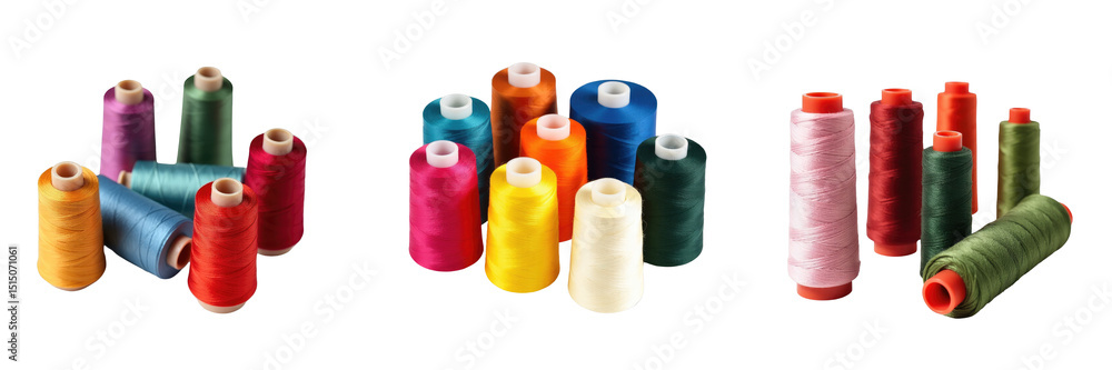 Aufkleber vibrant collection of spools featuring various colored threads on transparent background showcasing 