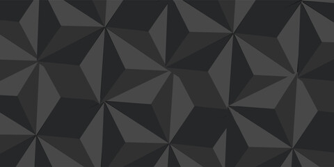 Black grey abstract vector background. Geometric monochrome mosaic composed of triangles. Dark polygons wallpaper. Gradient. Shadow