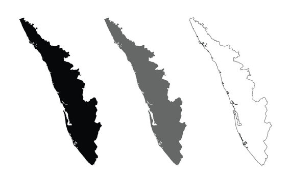 Kerala Map Illustration Isolated Set