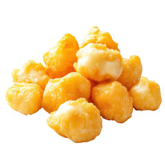 Delicious golden fried cheese balls piled high on a transparent backgroundready to be enjoyed at a party or gathering