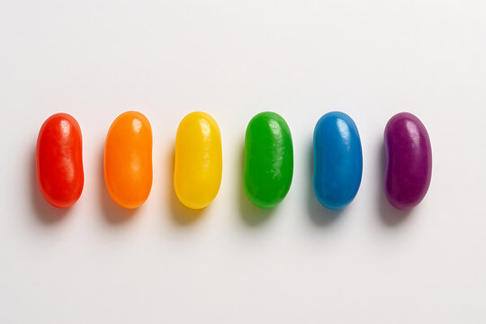 Colorful Jelly Beans on White Surface