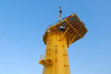 Offshore Cargo Transfer Operation On Wind Turbine Foundation Platform With Generator Hanging On...