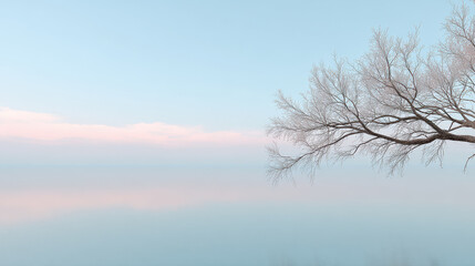 serene scene depicting emotional contrast through minimalism featuring ultrabright colors and clean background