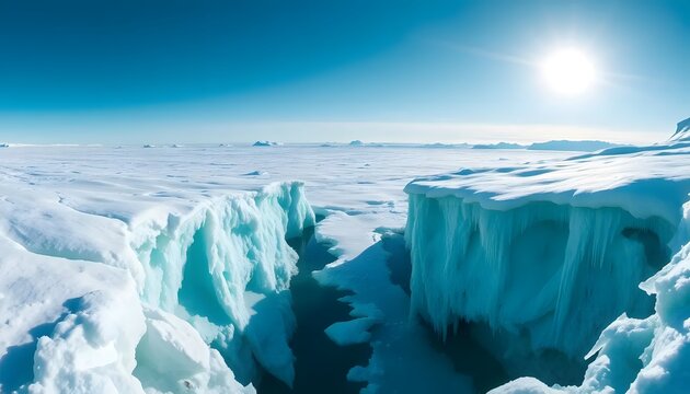Arctic landscape melting icebergs global warming climate change antarctic view