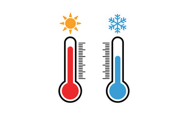 Hot and Cold Two Thermometers Illustrating Temperature Differences