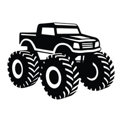 Obraz premium 4x4 Monster Truck Silhouette – Rugged Vehicle Vector Design for Off-Road Themes, Race Tracks, and Power Motorsports Graphics 