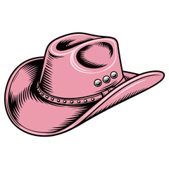 Pink Cowboy Hat Wide Brim, Stylish Design, Western Fashion Accessory