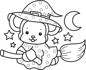 Outline of Cute Monkey icon. Coloring pages of Funny baby Monkey animal series stock illustration.