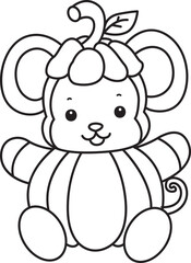 Fototapeta premium Outline of Cute Monkey icon. Coloring pages of Funny baby Monkey animal series stock illustration.