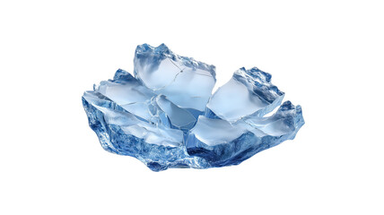 Fototapeta premium Beautiful blue ice fragment with intricate cracks isolated on transparent background
