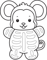 Outline of Cute Monkey icon. Lineart of Funny baby Monkey animal series stock illustration.
