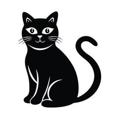 Fototapeta premium Halloween Cat and Pumpkin Silhouette Vector Black and White Spooky Cat with Jack-o’-Lantern for Seasonal Decor, Party Invitations, and Fall Holiday Designs