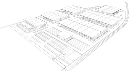 3d wireframe of building. sketch design.Vector