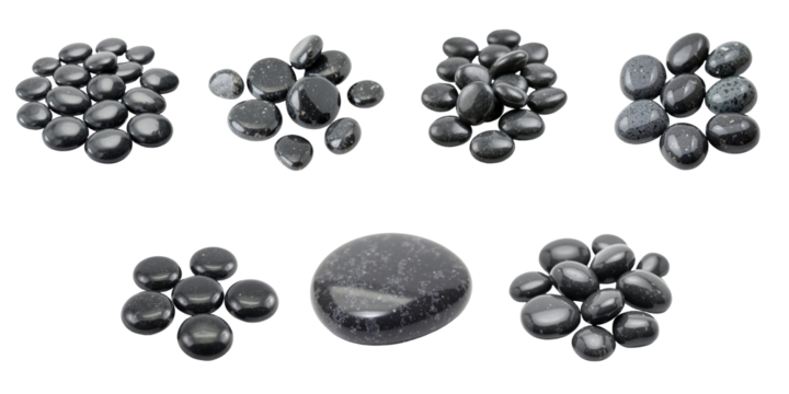 Collection of Smooth transparent Stones in Various Arrangements on a transparent Background Featuring Diverse Shapes and Sizes, Ideal for Decorative or Design Purposes