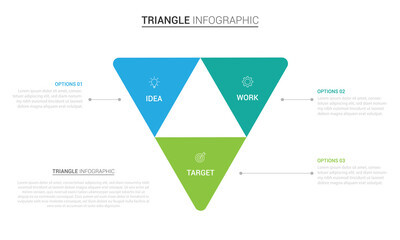 Business triangle diagram infographic design 3 steps on white background