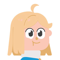 Vector art of Cartoon girl with blond hair isolated on white background