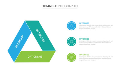 Business triangle diagram infographic design 3 steps on white background
