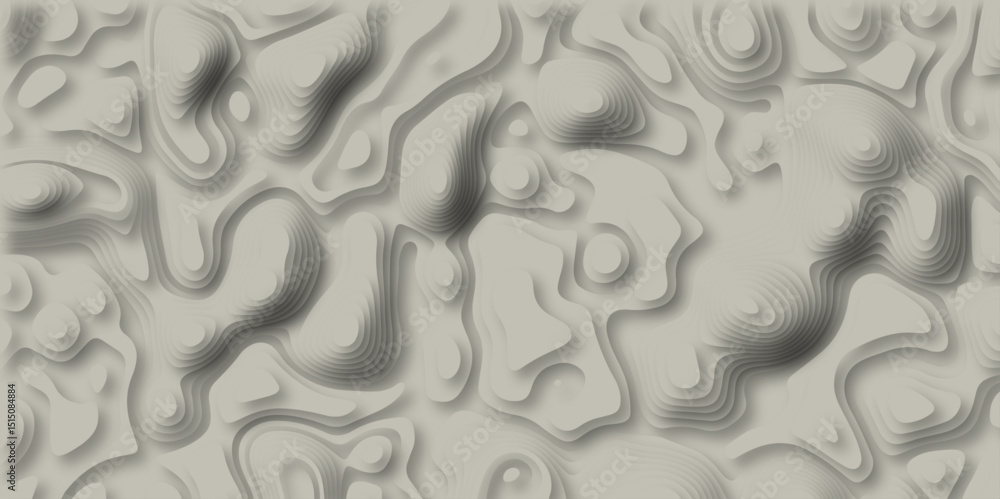 Poster paper cut 3d render topography abstract, beautiful gray background. geometric map relief texture wit